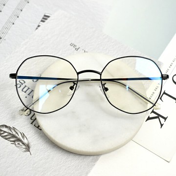 鏡框 抗藍光多邊細黑框金屬眼鏡【NY500】
