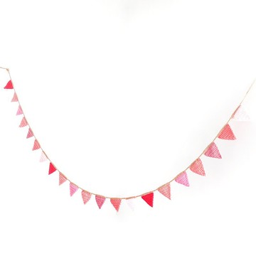 編織粉紅色三角長旗串 | 掛飾