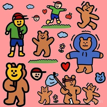 行李箱貼紙 旅行箱貼 大張貼紙 貼紙 ins小熊筆記本電腦ipad貼紙防水行李箱旅行箱手機可愛貼畵