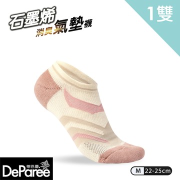 【蒂巴蕾】足科-石墨烯消臭氣墊踝襪 M(前進)-珊瑚紅色