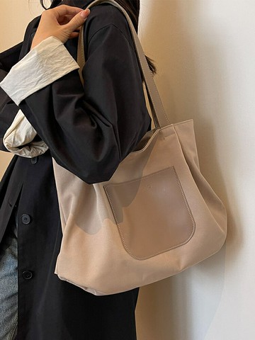 帆布包女2024新款上班通勤單肩包大容量包包托特包輕便手提帆布袋【淘夢屋】