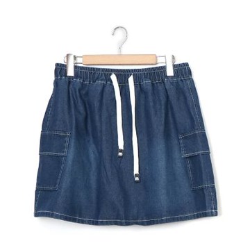 【Dailo】 口袋牛仔A字短裙 藍