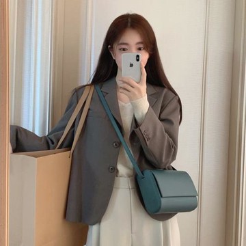 SUNCADIA◆西裝外套女韓版寬松2025春秋款英倫風灰色短款炸街西服