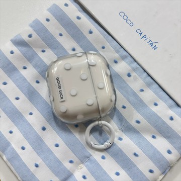 ins韓系透灰色白波點耳機套 適用airpod4耳機殼 蘋果耳機Pro/2/3代保護套 全系列適用