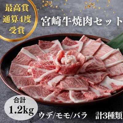 ふるさと納税 門川町 宮崎牛焼肉セット(合計1.2kg)ウデ焼肉・モモ焼肉・バラ焼肉(門川町)