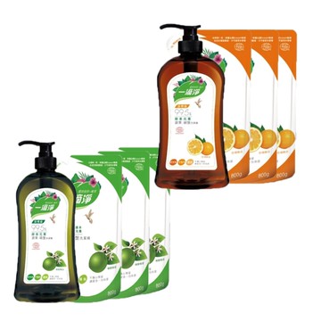 一滴淨蘆薈多酚洗潔精1000gx1瓶+補充800gx3包