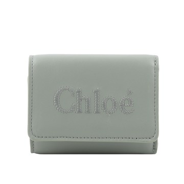 CHLOE' Sense 刺繡標誌小款三折短夾/海灣綠