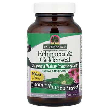 Nature's Answer, 松果菊和白毛茛，90 粒素食膠囊