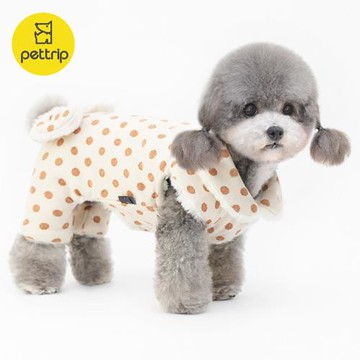 秋冬可愛保暖寵物圓點提花毛絨四腳棉衣服小狗加絨加厚泰迪博美