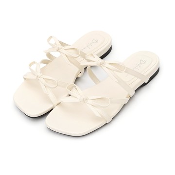 D+AF 甜美雙蝴蝶結雲感平底涼拖鞋