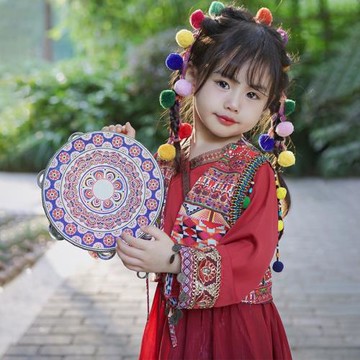 女童漢服春秋中國風古裝拜年服女孩少數民族風服裝兒童舞蹈演出服