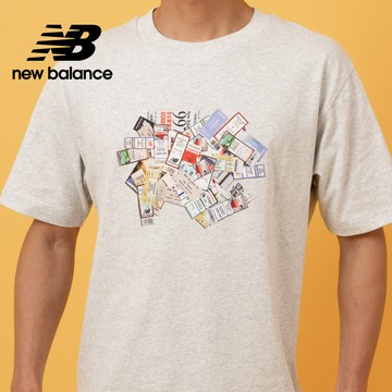 [New Balance]圖案短袖上衣_男性_淺灰色_MT53905AHH