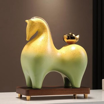 馬上有錢擺件招財辦公室裝飾品高檔新中式客廳博古架店鋪開業禮品