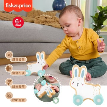 美國 Fisher-Price 費雪 木製推著走小兔子 培養創意思考 角色扮演 精細動作發展及手眼協調