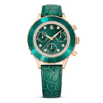 Swarovski 施華洛世奇 Octea Chrono 奢華時尚計時腕表 5672931 / 綠色款 /37mm｜樂天領券現折★全館特惠中★指定刷卡回饋10%