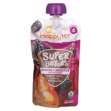 Happy Family Organics, Happy Tot®，Super Bellies™，適合 2 歲以上，有機梨、甜菜和黑莓，4 盎司（113 克）