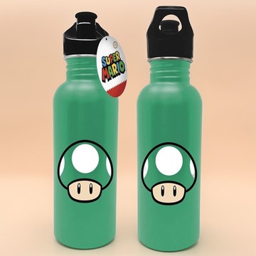 【Paladone UK】馬力歐經典綠色任天堂超級瑪利歐 綠色蘑菇 綠色經典 運動金屬水壺 - 700ml