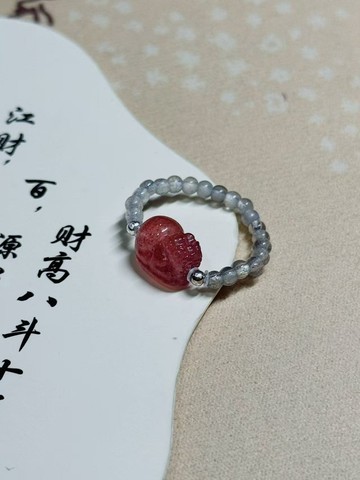 招財納福貔貅戒指天然石輕奢禮物禮盒裝