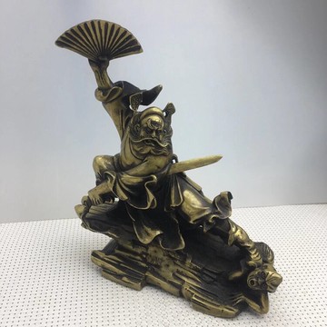 開光純銅鐘馗擺件 仿古做舊鐘馗捉小鬼鎮宅化煞風水銅器擺件大號