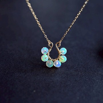 迎接幸運 馬蹄造型 衣索比亞產 歐泊 項鍊 10月誕生石