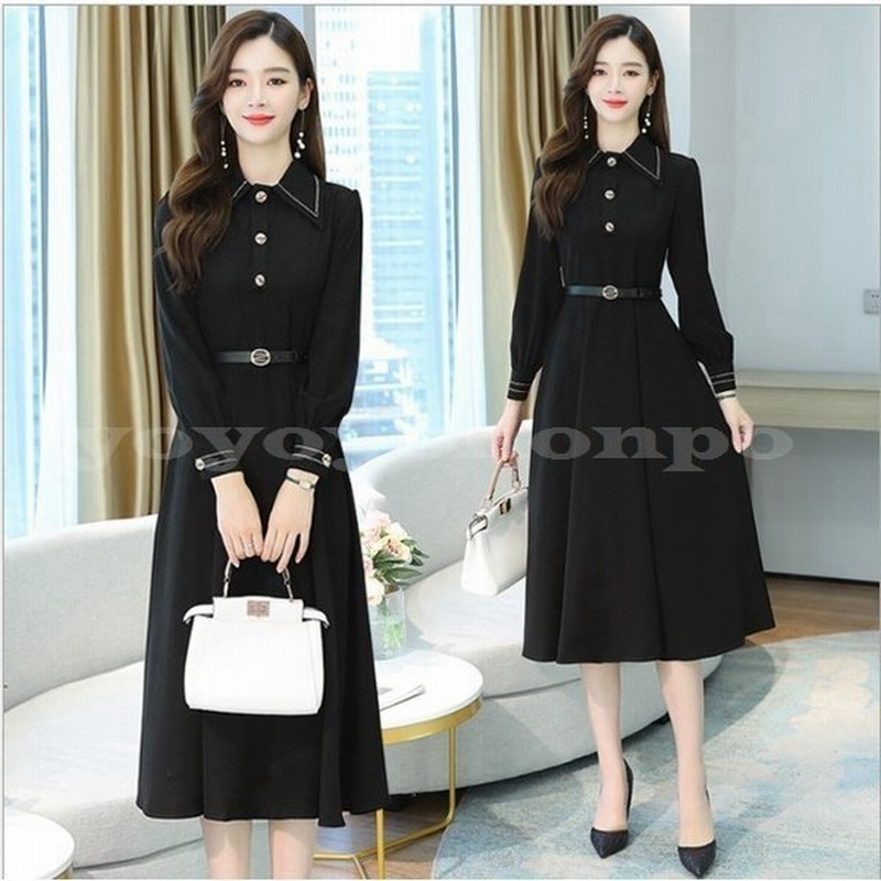 ワンピースレディース秋冬ロングワンピースミモレ丈長袖aラインシャツワンピースフォーマル二次会パーティドレスお呼ばれ同窓会通勤30代40代 通販 Lineポイント最大0 5 Get Lineショッピング