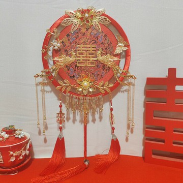 新娘喜扇秀禾服團扇結婚婚禮團扇古風扇子出嫁扇喜字扇中式手捧花