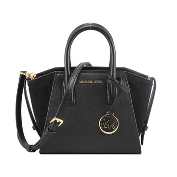 Michael Kors 小包款-AVRIL經典款麂皮、皮革/手提/肩背/斜背包(黑)