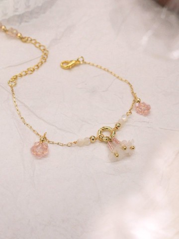 賞花限定。MUCHAT手作14KGP水晶貝殼珠手鍊