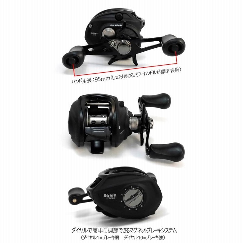 釣りセット・ベイトロッド&リール（パワーハンドル右巻き）スピナーベイト&ライン付 釣りセット・ベイトロッド&リール（パワーハンドル右巻き
