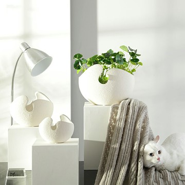 北歐創意陶瓷蛋殼花瓶擺件現代簡約歐式家居軟裝飾品客廳插花擺設