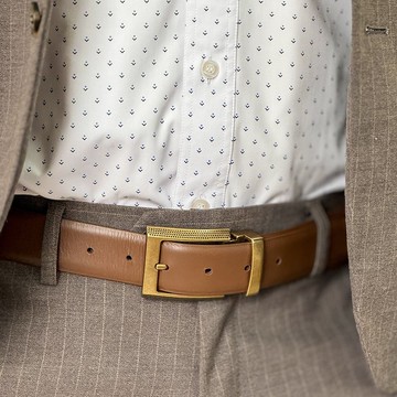 棕色真皮皮帶/商務皮帶 免費客製刻字 生日禮物/聖誕禮物/交換禮