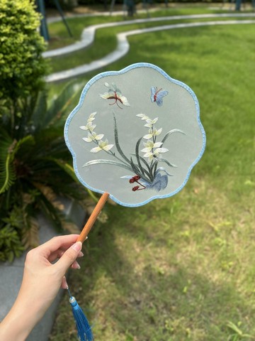 雙面蘇繡團扇古風女旗袍漢服舞蹈專用繡花刺繡蘇州圓扇