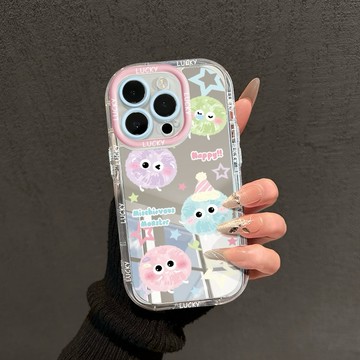 隔日到貨 手機殼 鏡面 韓系手機殼 適用iPhone 17 16 15 14 pro max 彩色煤球 1D244