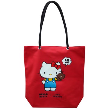凱蒂貓 帆布購物袋 (大) 紅色  Hello Kitty x Line