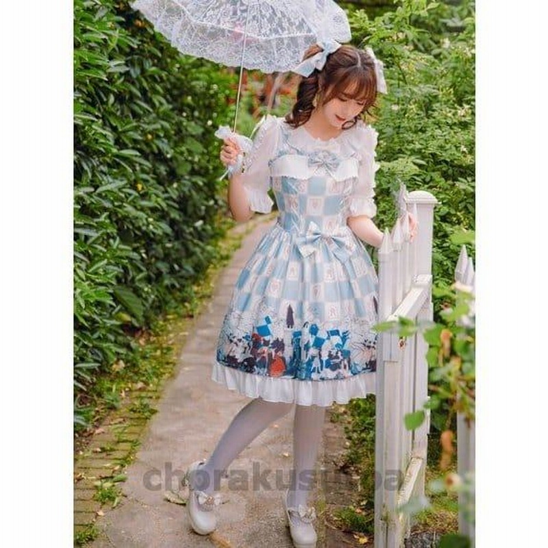 編み上げリボンロリータ ロリータ】ボリュームドレス フリル編み上げリボン ワンピース