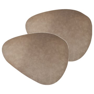 三角皮革餐墊 Set 泥灰色 優質無毒耐熱PVC  43.5 x 37cm  2個