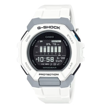 CASIO卡西歐  G-SHOCK G-SQUAD 藍芽 強悍運動型錶款 簡約白 GBD-300-7_47.4mm