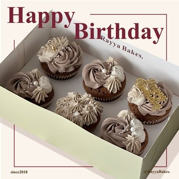 【Rayya Bakes】【6入】奶茶色生日杯子蛋糕／一口甜心Cupcake系列／生日蛋糕推薦