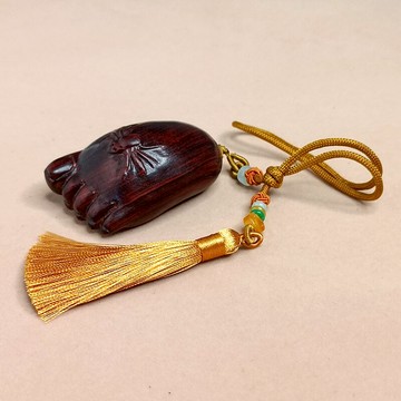 酸枝木雕文玩手把件知足常樂紅木小掛件木質小腳丫工藝品汽車掛飾