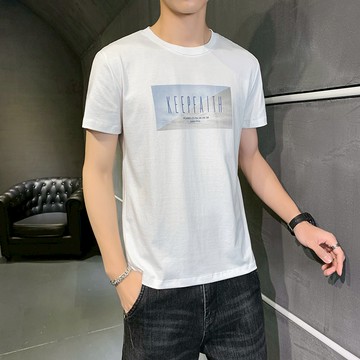 莫代爾百搭短袖t恤男淺色日系清新體恤衫棉質舒適學生青年男上衣