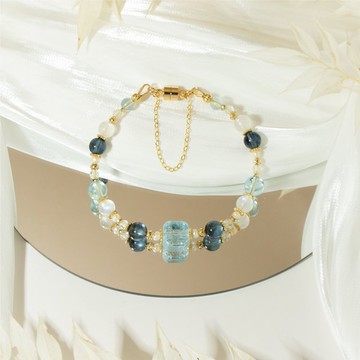 藍色奇蹟 - 藍托帕 海藍寶 藍月光 黃水晶 天然石手鍊