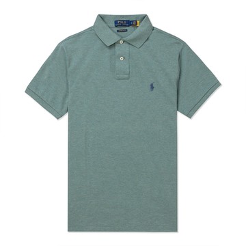 Polo Ralph Lauren RL 熱銷刺繡小馬短袖POLO衫(CUSTOM SLIM FIT)-湖水綠色