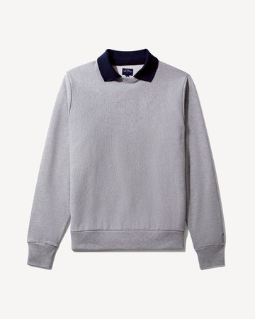 Noah Polo Collar Crewneck Heather Grey/Navy / S