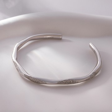 [999足銀]MARIGOLD邂逅時光銀箔C型手環【KMD184】-銀