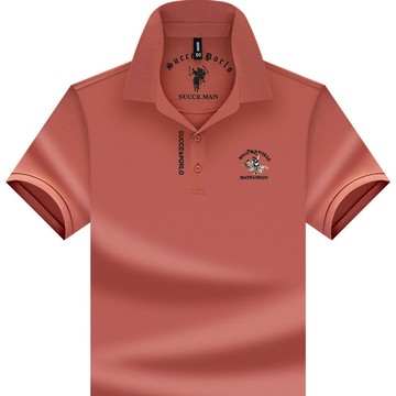 【新款熱賣】重磅春夏新款薄款直筒刺繡短袖商務時尚休閑現貨純色翻領polo衫男