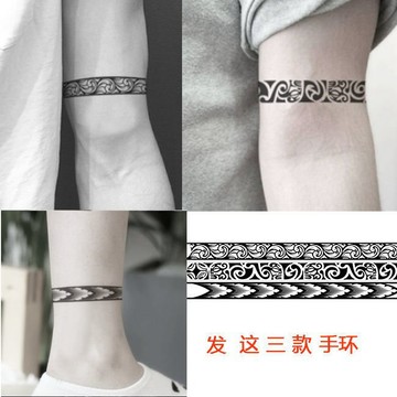 【優選好物】三角手環漸變刺青幾何臂環防水紋身貼霸氣男生手腕腳踝臂環紋身貼jioyh JZPZ
