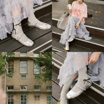 QUEENSHOP_F 女裝 立體蝴蝶結造型中筒襪 三色售 現+預 【07110592】