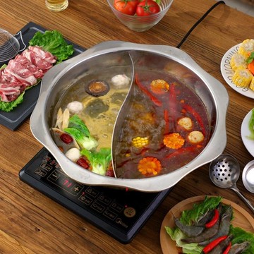 鴛鴦鍋 304火鍋鴛鴦鍋電磁爐專用加厚不銹鋼火鍋鍋商用家用鴛鴦鍋火鍋盆