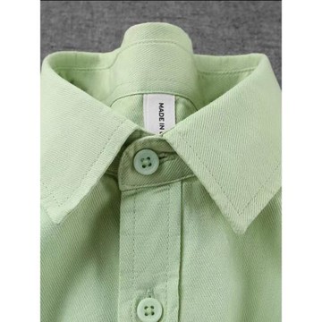 100%純棉簡約休閑風正肩長袖黃色襯衫上衣基礎款小眾百搭外套薄款