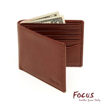FOCUS經典原皮簡約8卡左右翻男短夾( FTB2205)